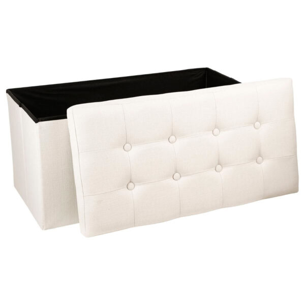 Taburet dublu pliabil Atmosphera Lysandre, MDF si poliester, 76x38x38 cm, bej - imagine 4