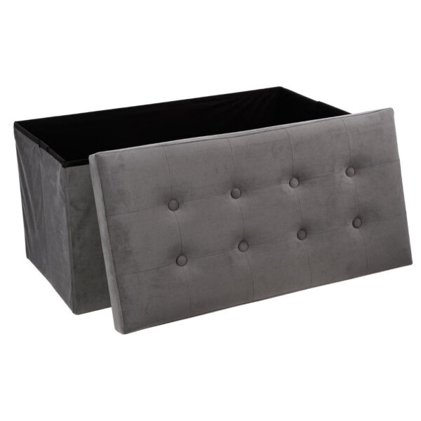 Taburet dublu pliabil Atmosphera Lysandre, MDF si poliester, 76x38x38 cm, gri - imagine 4