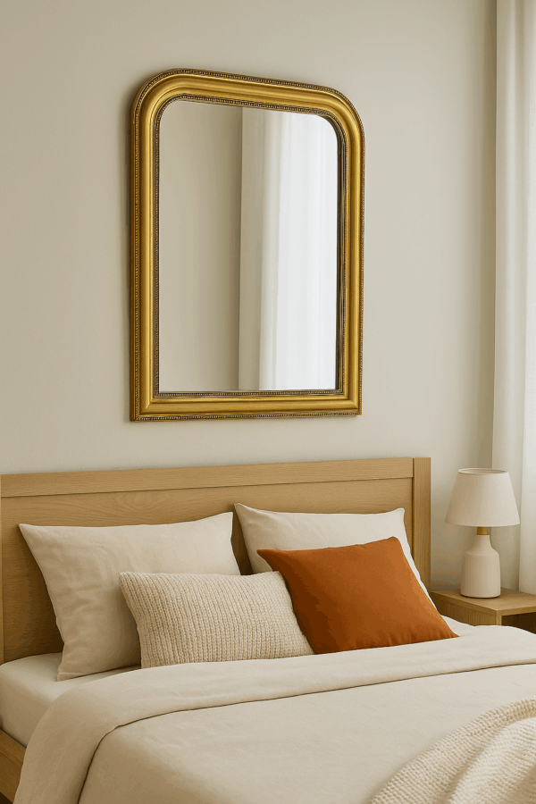 Oglinda decorativa verticala Atmosphera Adele cu rama din lemn bej, 74x104 cm - imagine 5