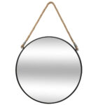 Oglinda rotunda suspendata Atmosphera Eden cu rama metalica si sfoara de agatare, diametru 38 cm