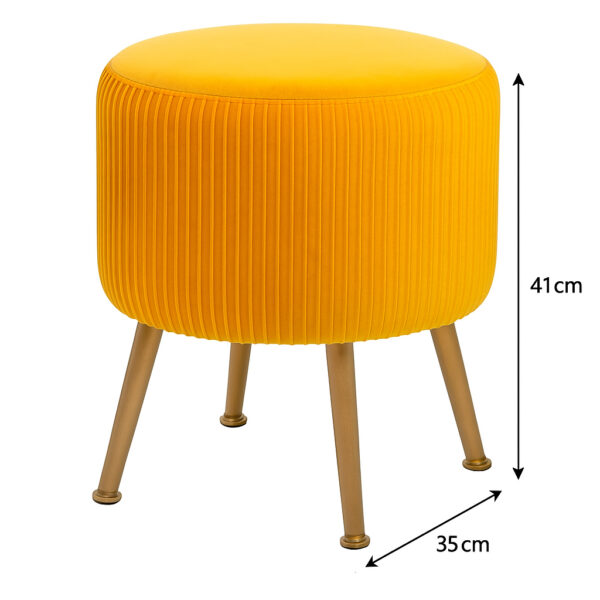 Taburet Atmosphera Solaro rotund cu baza aurie, 35x41 cm, galben mustar - imagine 4