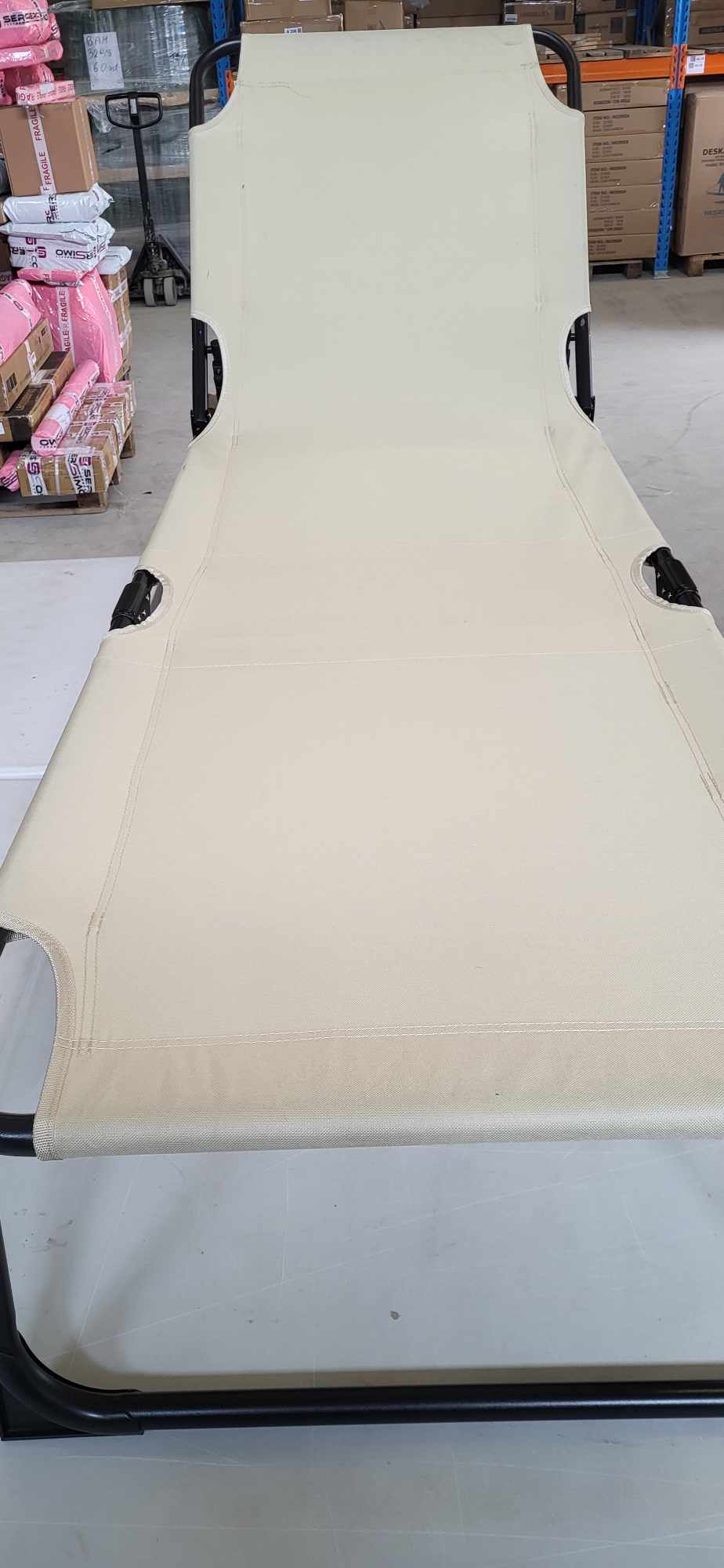 RESIGILAT: Sezlong pliabil cu parasolar, 188x57x38cm, sarcina 120kg, crem - imagine 7