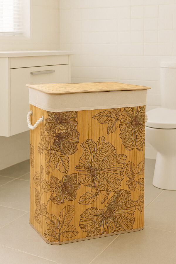 Cos rufe 5Five Blackflora, bambus, 60 litri, 42x31x51 cm, natur - imagine 6