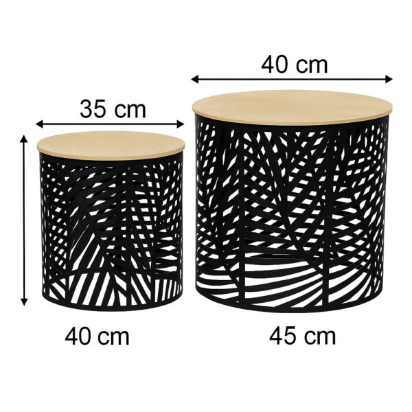 Set 2 masute cafea Atmosphera Akira, 39x45 cm si 35x40 cm, structura metalica, negru - imagine 5