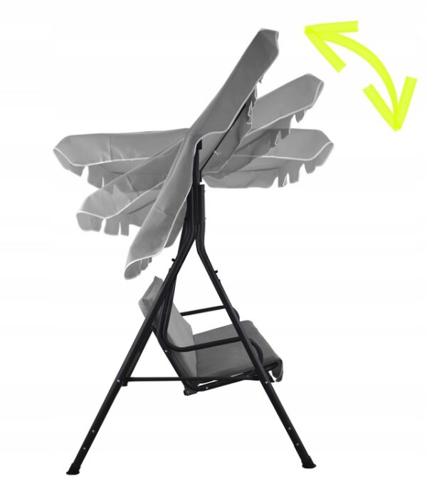 Leagan gradina 3 locuri 170x118x153 cm, cu perne, baldachin reglabil si masute laterale, structura otel, maro - imagine 6