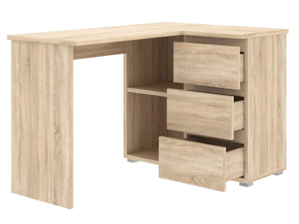 Birou colt Norge cu 3 sertare si 2 rafturi, 124x89x75 cm, stejar - imagine 5