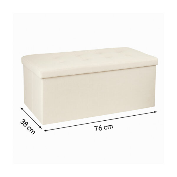 Taburet dublu pliabil Atmosphera Lysandre, MDF si poliester, 76x38x38 cm, bej - imagine 5