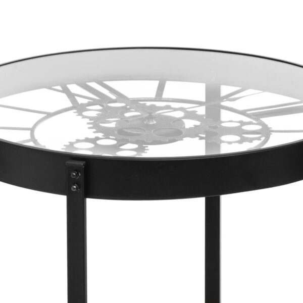 Masuta cafea Atmosphera Meca cu blat sticla si mecanism ceas decorativ, 50x51 cm, negru - imagine 5