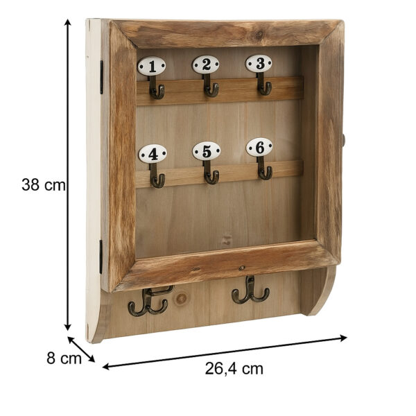 Cutie de chei Atmosphera Ornella cu 8 carlige si usa din sticla, 26x38 cm, natur - imagine 5