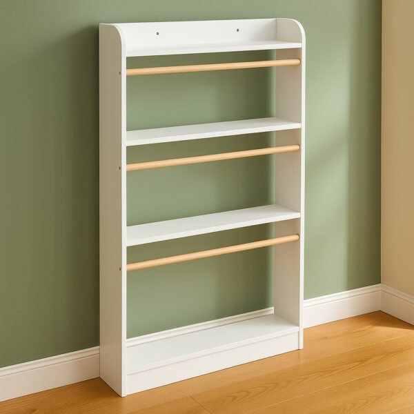 Biblioteca copii Atmosphera Classic, 4 rafturi, MDF si lemn de pin, 55x112 cm, alb - imagine 5