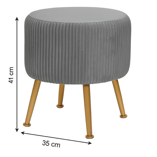 Taburet Atmosphera Solaro rotund cu baza aurie, 35x41 cm, gri - imagine 4