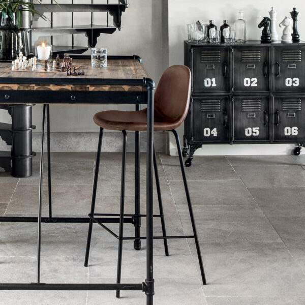 Scaun bar Atmosphera Vladi, cadru metal si lemn, 44x42x95 cm, maro - imagine 5