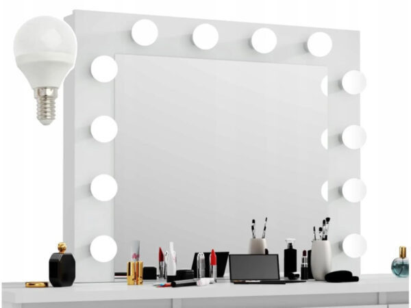 Masa de toaleta si machiaj Adele cu 5 sertare si oglinda 12 LED, 113x47x142 cm, craft - imagine 6