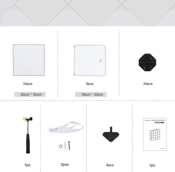 SONGMICS Organizator modular 93x31x93 cm, 9 cuburi cu usi, plastic si cadru metalic, alb - imagine 6