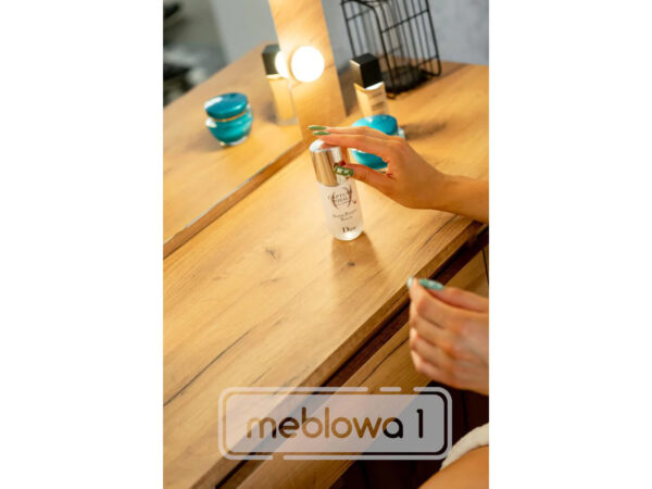 Masa de toaleta si machiaj Hollywood cu oglinda LED si 4 sertare, 94x43x140 cm, craft - imagine 8