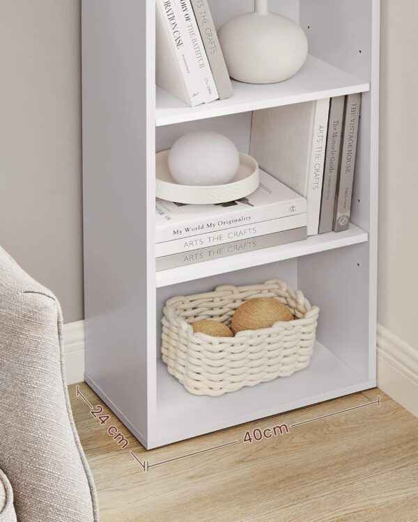 VASAGLE Biblioteca verticala 40x24x179 cm, 6 rafturi din care 4 reglabile, PAL alb mat - imagine 7