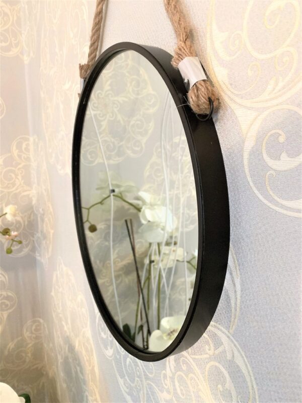Oglinda rotunda suspendata Atmosphera Eden cu rama metalica si sfoara de agatare, diametru 38 cm - imagine 5