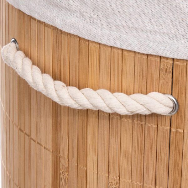 Cos rufe rotund 5Five Bambou cu capac, bambus, 48 litri, 35x50 cm, natur - imagine 3