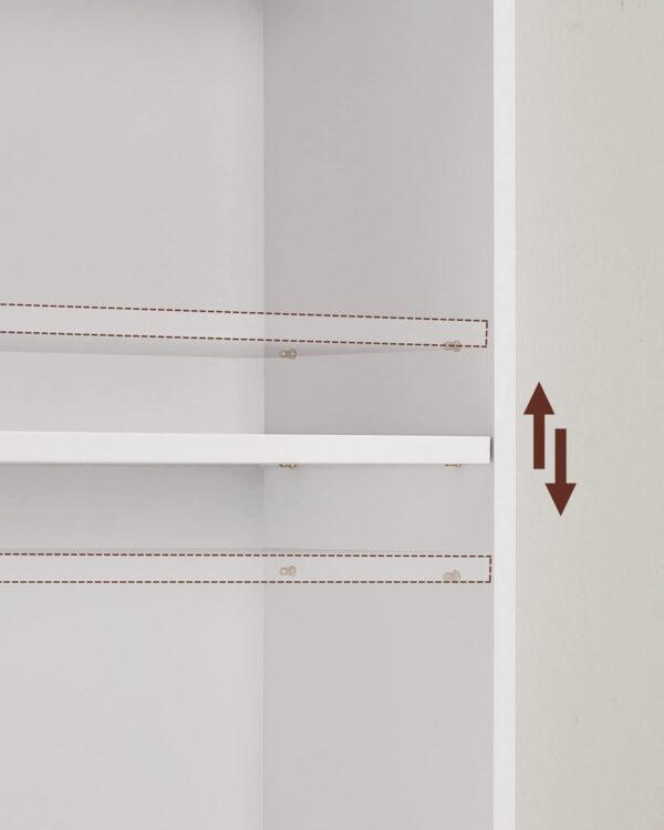 VASAGLE Biblioteca verticala 40x24x179 cm, 6 rafturi din care 4 reglabile, PAL alb mat - imagine 8
