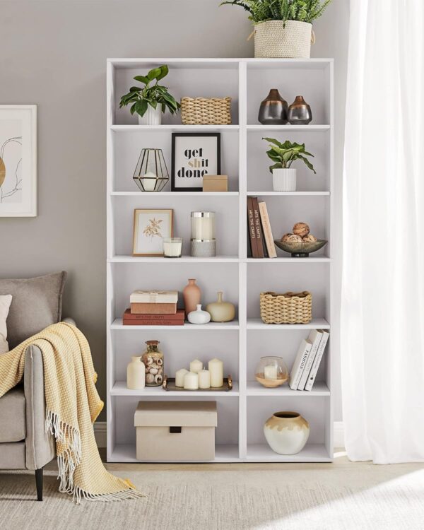 VASAGLE Biblioteca 6 rafturi, in stil scandinav, rafturi ajustabile, PAL, 60x24x179 cm, alb - imagine 8