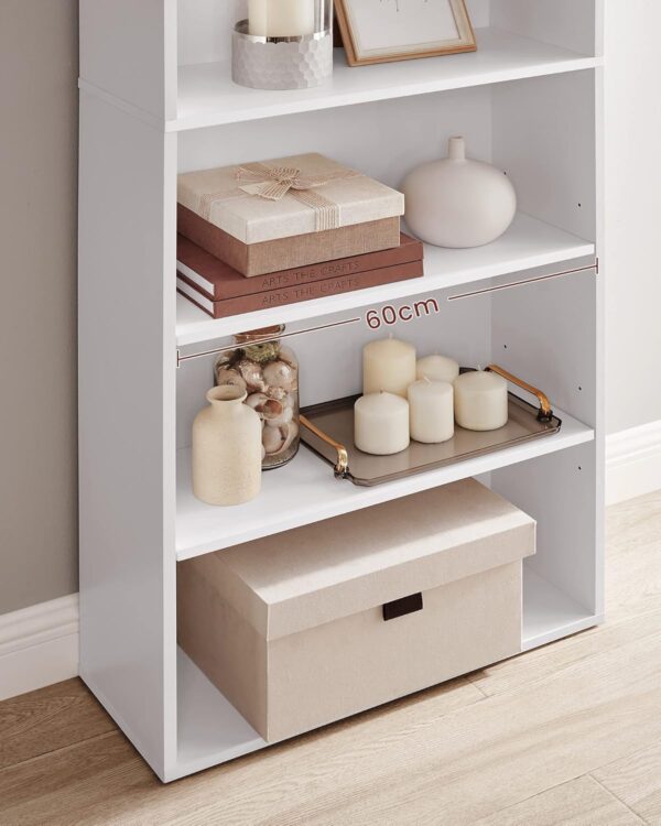 VASAGLE Biblioteca 6 rafturi, in stil scandinav, rafturi ajustabile, PAL, 60x24x179 cm, alb - imagine 9