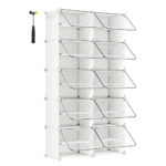 SONGMICS Dulap modular pantofi cu 10 compartimente, cu usi transparente, 83x32x156 cm, alb