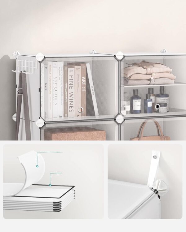 SONGMICS Dulap modular pantofi cu 10 compartimente, cu usi transparente, 83x32x156 cm, alb - imagine 3
