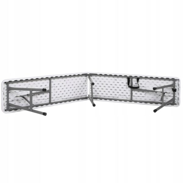 Banca pliabila, cu maner, HDPE si cadru metalic, 180x30x43 cm, alb/gri - imagine 3