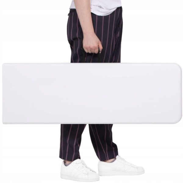 Banca pliabila, cu maner, HDPE si cadru metalic, 180x30x43 cm, alb/gri - imagine 4