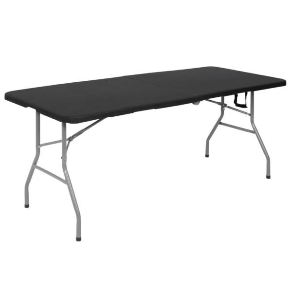 Set masa pliabila cu 2 banci, 180 cm, negru, HDPE si cadru metalic anticoroziv - imagine 12