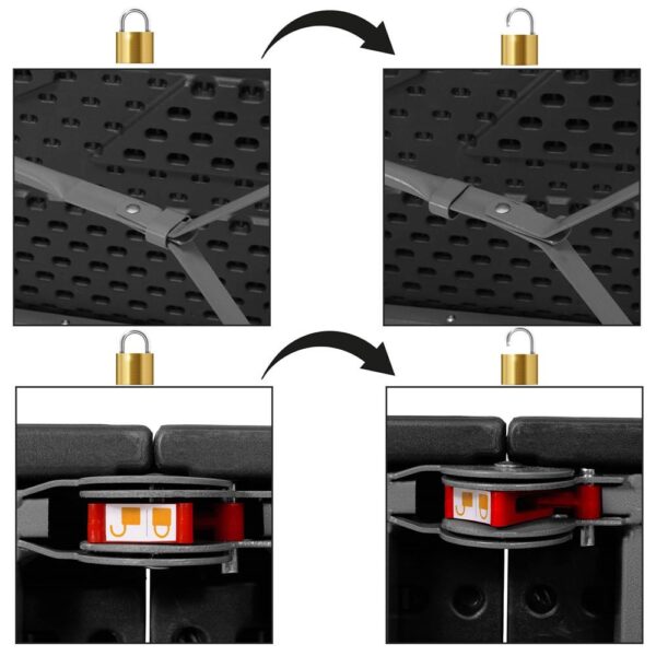 Set masa pliabila cu 2 banci, 180 cm, negru, HDPE si cadru metalic anticoroziv - imagine 4