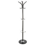 Cuier metalic 5Five cu 12 carlige si suport umbrele, otel si marmura, 182 cm, negru