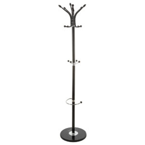 Cuier metalic 5Five cu 12 carlige si suport umbrele, otel si marmura, 182 cm, negru