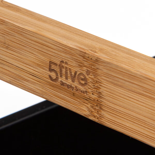 Etajera cu roti Atmosphera Natureo cu 3 niveluri, bambus si MDF, 41x20x81 cm, negru - imagine 4