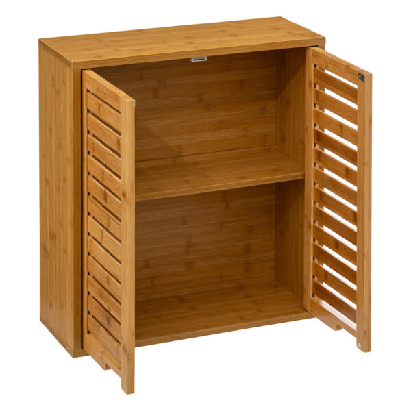 Dulap suspendat 5Five Sicela cu usa si rafturi, bambus si MDF, 52x20x59 cm, natur - imagine 3