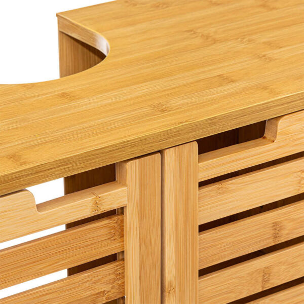 Dulap baie 5Five Sicela pentru lavoar, cu usi si rafturi, bambus si MDF, 60x28x80 cm, natur - imagine 5