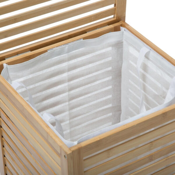 Cos rufe 5Five Sicela din lemn MDF, capacitate 65 litri, 40x40x58 cm, natur - imagine 4