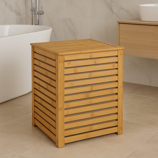 Cos rufe 5Five Sicela din lemn MDF, capacitate 65 litri, 40x40x58 cm, natur - imagine 6
