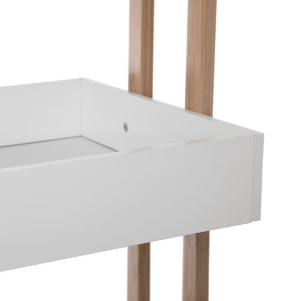 Etajera cu 4 rafturi 5Five Natureo pe roti, MDF si bambus, 40x30x88 cm, alb - imagine 2