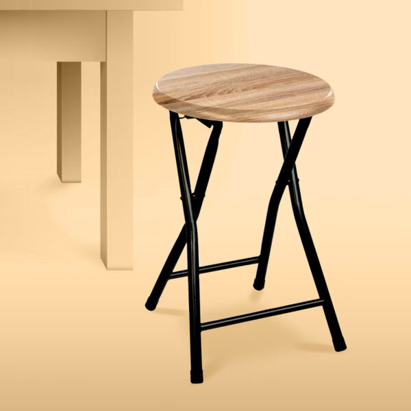 Taburet pliabil 5Five cu sezut MDF si cadru metalic, 30x46 cm, bej - imagine 2