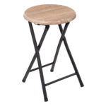 Taburet pliabil 5Five cu sezut MDF si cadru metalic, 30x46 cm, bej