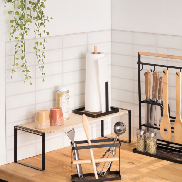 Etajera 5Five Blackwood cu structura metalica, 50x18x15 cm, negru - imagine 2