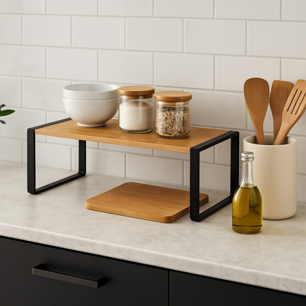 Etajera 5Five Blackwood cu structura metalica, 50x18x15 cm, negru - imagine 3