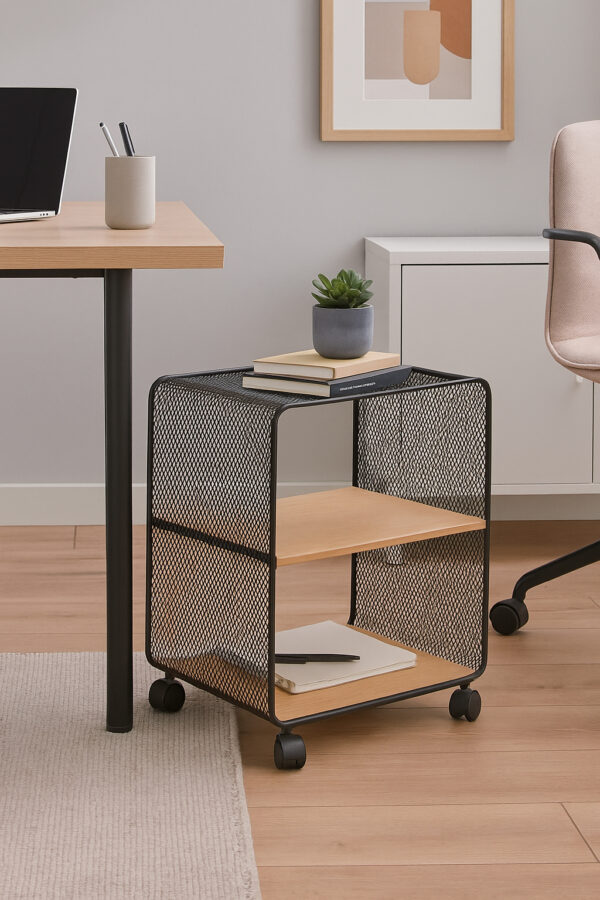 Etajera 5Five cu 2 compartimente, MDF si metal, 43x28x52 cm, negru - imagine 2