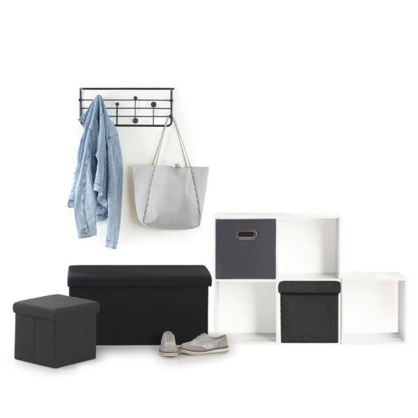 Taburet pliabil 5Five patrat cu spatiu de depozitare, MDF, 31x31x31 cm, gri - imagine 2