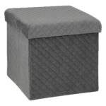 Taburet pliabil 5Five patrat cu spatiu de depozitare, MDF, 31x31x31 cm, gri