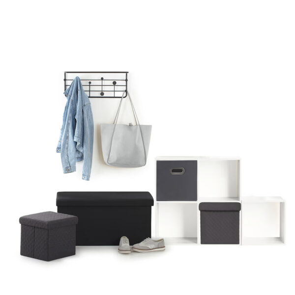 Taburet pliabil 5Five patrat cu spatiu de depozitare, MDF, 31x31x31 cm, gri inchis - imagine 3