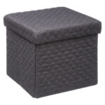 Taburet pliabil 5Five patrat cu spatiu de depozitare, MDF, 31x31x31 cm, gri inchis