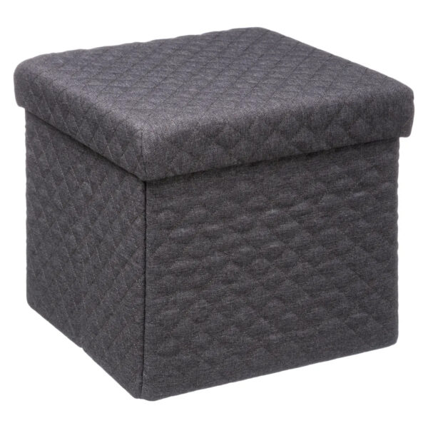 Taburet pliabil 5Five patrat cu spatiu de depozitare, MDF, 31x31x31 cm, gri inchis