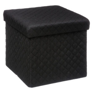 Taburet pliabil 5Five patrat cu spatiu de depozitare, MDF, 31x31x31 cm, negru